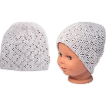 Čepice Ažurková čepice, dvouvrstvá, bavlna, Baby Nellys - šedá, vel. 104/110