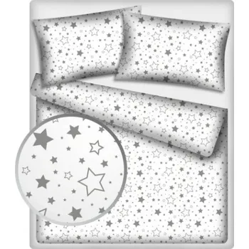 Povlečení Baby Nellys Bavlněné povlečení 140 x 200/70 x 90 - Šedé hvězdy a hvězdičky