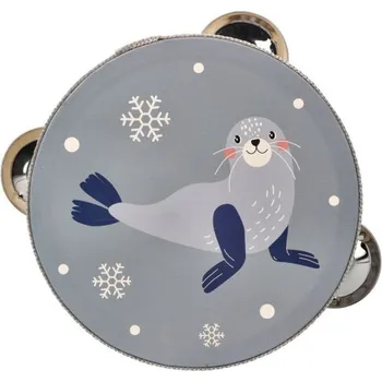 Hudební nástroj pro děti Dětská dřevěná tamburína Tuleň - šedá, Adam Toys