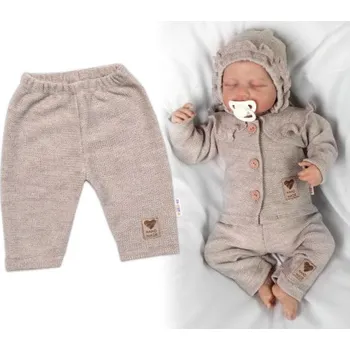 Pletené kalhoty Hand Made Girl, Baby Nellys, béžové, vel. 74