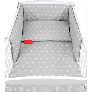 Dětsný nábytek Souprava do postýlky 3 díly - šedá/bílá hvězda