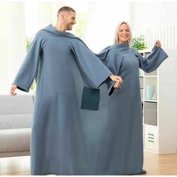 Deka s rukávy pro dvě osoby s přední kapsou Doublanket InnovaGoods Barva: Modrá