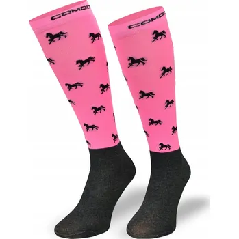 Jezdecké podkolenky Comodo SPJM , vel. 31-34, růžové s koňmi