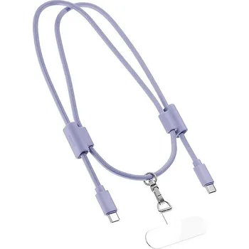 Datový kabel Epico šňůrka na telefon s USB-C na USB-C kabelem - fialová