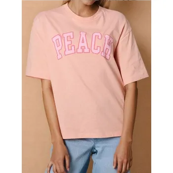 Sinsay - Bavlněné tričko s nápisem - oranžová - 214IN-22X - 214IN-22X-L