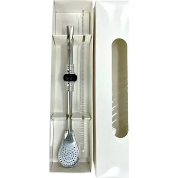 Cuchara Set bombilla + čistící kartáček, černá