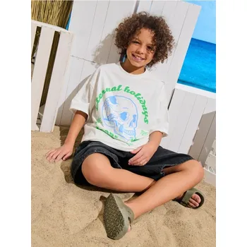 Sinsay - Tričko s krátkými rukávy a potiskem - krémová - 198DR-01X - 198DR-01X-164