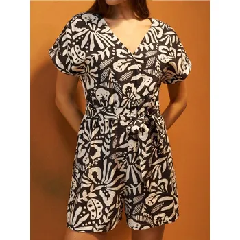 Dámské oblečení Sinsay - Overal s&nbsp;krátkými rukávy - černá - 512CH-99X - 512CH-99X-XS