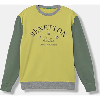 Chlapecká mikina Dětská bavlněná mikina United Colors of Benetton 3J68C10PZ.G.seasonal zelená 71X, vel. 160