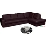Kožená sedací souprava s rozkladem na každodenní spaní ALEXIE - rohová, pravá, vínová (bordeaux 305)