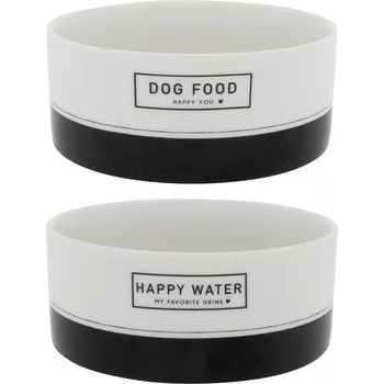 Miska pro psa Bastion Collections 2x Miska DOG FOOD/WATER in black, 16x6,5cm b440002