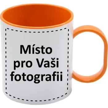 Fotohrnek PLASTOVÝ oranžovo-bílý 1x foto 300ml m100016