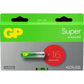 Superalkalické baterie GP AA, 15A/LR6, 16 kusů