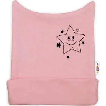 Dětská móda Novorozenecká čepička Baby Nellys, Baby Little Star - růžová, vel. 56