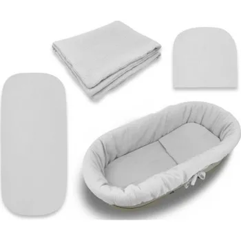 Dětské zboží Mušelínová sada do hluboké korby kočárku 4v1 Nature - šedá