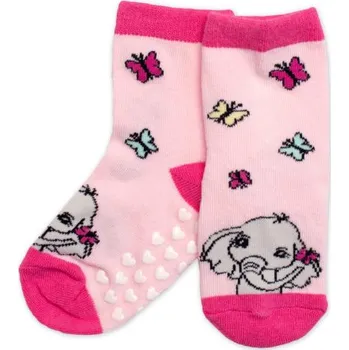 Dětské ponožky s ABS Slůně - růžové, vel. 27/30