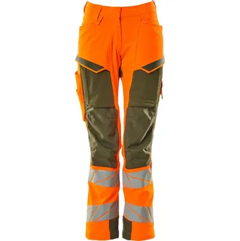 Dámské kalhoty MASCOT® Kalhoty s kolenními kapsami Hi-vis oranžová/mechově zelená Velikost: 38