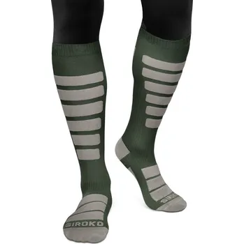 Pánské ponožky SIROKO Snowboardové ponožky Aoraki Green Vojenská Zelená XL ZELENÁ|ŠEDÁ