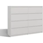 Komoda TopEshop Malwa 120 cm, 8 zásuvek, bílá