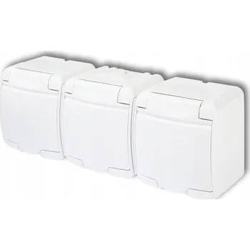 Elektrická zásuvka Trojitá zásuvka s uzemněním, vodotěsná bílá GHE-3 Karlik Junior IP54