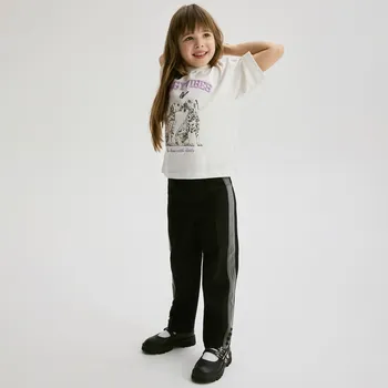 Dívčí oblečení Reserved - Elegantní kalhoty s lampasem - černý - 788CY-99X - 788CY-99X-122