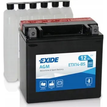 Motobaterie Akumulátor motocyklový Exide Bike ETX14-BS YTX14-BS 12V 12Ah 200A EN L+
