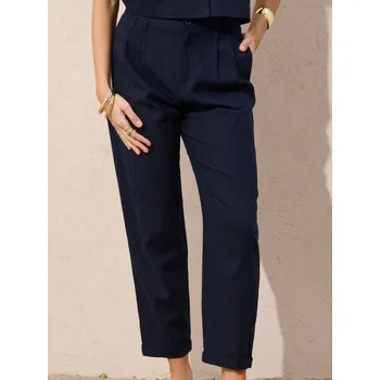 Dámská móda Sinsay - Elegantní plisované kalhoty - námořnická modrá - 337EM-59X - 337EM-59X-XXS