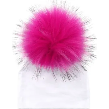 Čepice Dětská zimní čepice s bambulkami J3027 tmavě růžová M