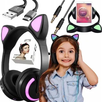 Sluchátka Bezdrátová sluchátka přes uši MOMIX Kočičí uši - sluchátka pro děti