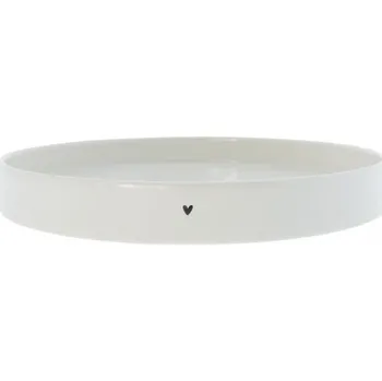 Bastion Collections Tray PODNOS kulatý 25cm, white in black heart b400165
