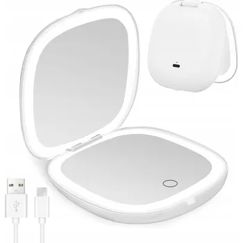 Kosmetické zrcátko JIMACRO Kosmetické zrcátko s LED osvětlením 1x/10x, USB, do kabelky