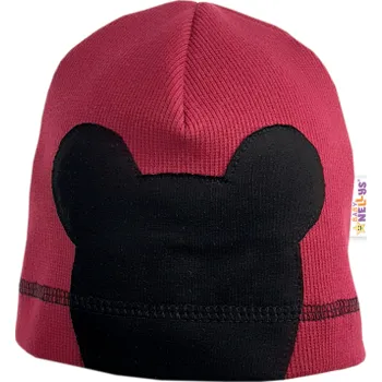 Dětská móda Baby Nellys Jarní, podzimní čepice Mouse, vínová, vel. 4/6 let