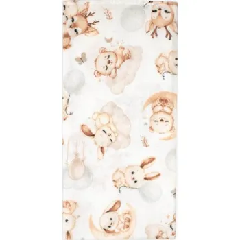 látková plena Flanelová plenka, 70x80 cm - Sny zvířátek, bílá/béžová