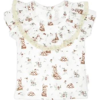 Pánské tričko Tričko bavlna, krátký rukáv s volánky, Nicol, Bunny - krémové, vel. 116