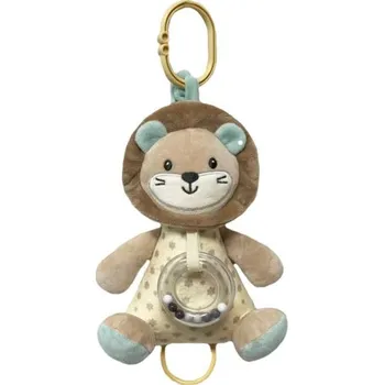 plyšák Závěsná plyšová hračka s melodií a chrastítkem Lvíček, 18 cm - béžová