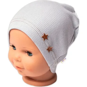 Kojenecká čepice Baby Nellys Žebrovaná čepice Hvězdičky - šedá