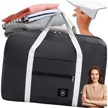 Kabelka Torba podróżna lekka duża składana prostorná do auta Černá