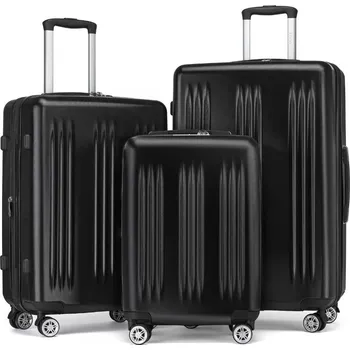 Kono elegantní 3dílná sada ABS a PC kufrů s pruhy - černá - 36/61/92L