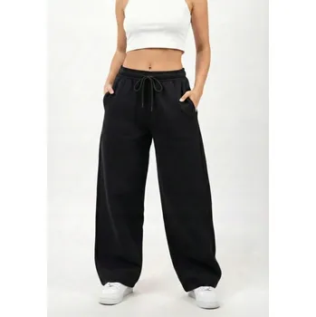 Široké dámské tepláky BAGGY černé UrbanCity s gumou v pase, hladké, velikost L