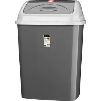 Odpadkový koš Odpadkový koš s výklopným víkem ALFI 50 l na odpad šedý tmavý