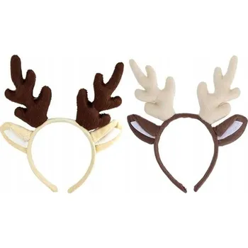 Vánoce Vánoční čelenka Hnědé Sobí Parohy s Ušima na Hlavu Sada 2ks