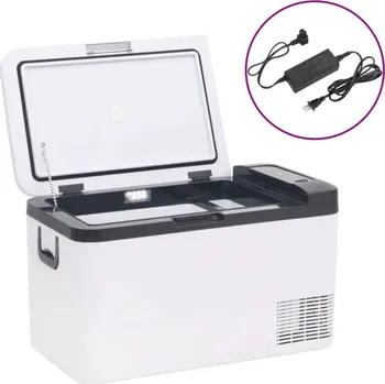 vidaXL Chladicí box s rukojetí a adaptérem černý a bílý 18 l PP a PE [3154633]