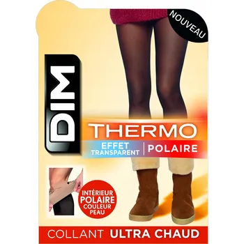 Dámské punčochy DIM PUNČOCHÁČE S VELMI TEPLÝM FLEECEM, ČERNÁ VEL. 1/2