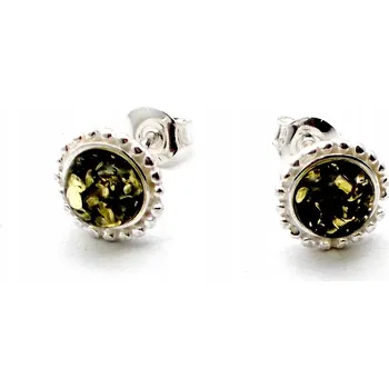 Náušnice STŘÍBRNÉ NÁUŠNICE SE ZELENÝM JANTAROM