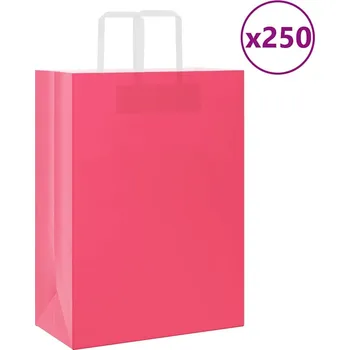vidaXL Papírové tašky 250 ks s uchy 32x17x44 cm [4101902] Barva: Růžová