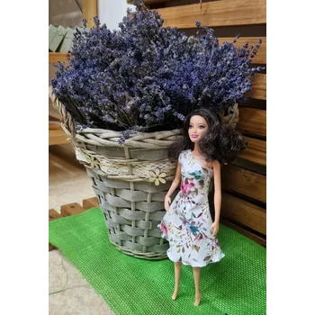 Barbie - české originální oblečky pro panenku - krátké šaty (bílé s květy)