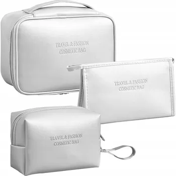 Kosmetická taška LECYLANKER Sada 3 Vodotěsných Kosmetických Taštiček PU Stříbrná