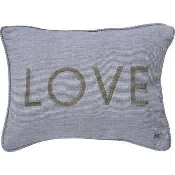 Polštář Bastion Collections Polštářek LOVE, 25x35cm black/white chambray b340102