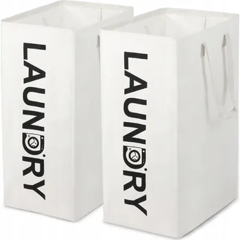 Koš na prádlo FEINKULTURIA Sada 2 košů na prádlo 75L skládací bílé koše na prádlo