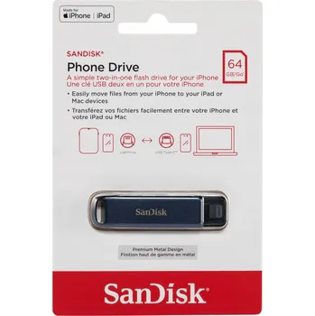 USB flash disk Flash disk SanDisk 64 GB modrý Lightning, USB 3.1 typ C